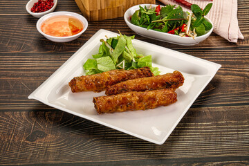 Fried Vietnamese spring roll with special sauce