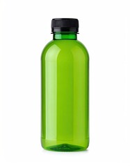 Green plastic beverage bottle