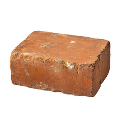 Red clay building brick isolated on transparent background