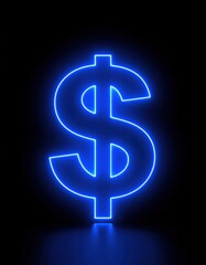 Obraz premium Neon blue dollar sign (1)