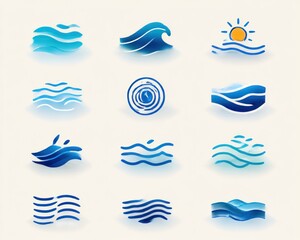 Collection of stylized water waves