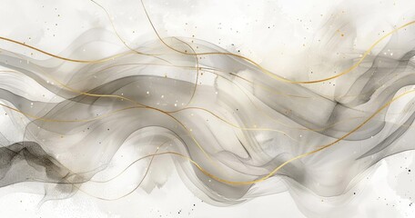 Abstract flowing design with soft waves and gold accents, ideal for backgrounds or art.