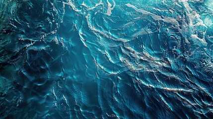 A close-up view of shimmering ocean water, showcasing its vibrant textures and colors.