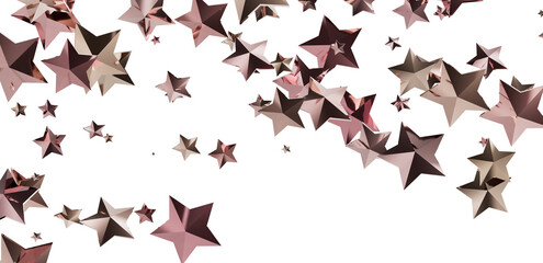 Beautiful rose gold stars falling on white background. Perfect for celebration, party, and holiday designs.