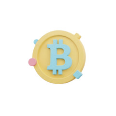 3d bitcoin symbol with abstract elements isolated on transparent background