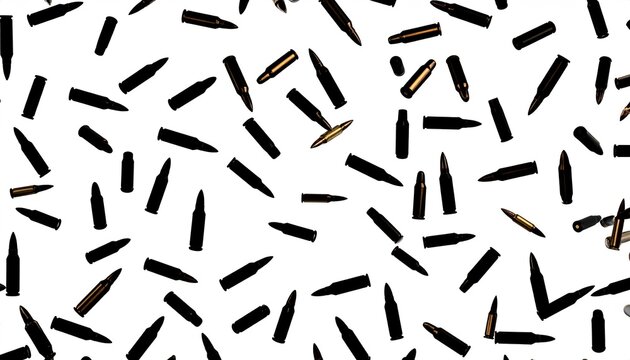 Scattered bullet casings on white