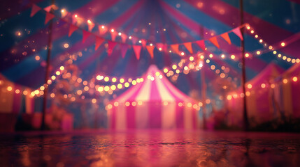 dark atmospheric circus tents with glowing string lights at night, mysterious carnival fairground scene — ideal for halloween posters, eerie event invitations, gothic themed designs, or dramatic story