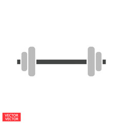 Gray Barbell Weightlifting Icon: Simple, Horizontal Design