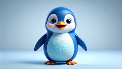 Happy Little Blue Penguin Character