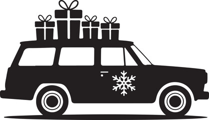 Christmas Truck Vector Art, Car Icon Vector