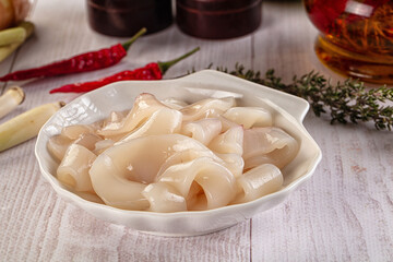 Raw squid rings for cooking