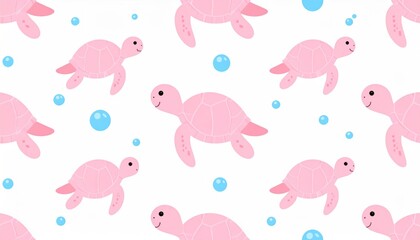 Pink turtles and bubbles pattern (1)
