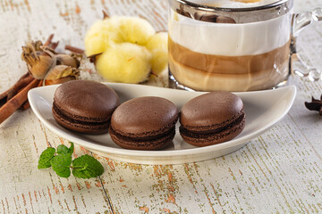 Sweet tasty almond dessert - chocolate macaroon