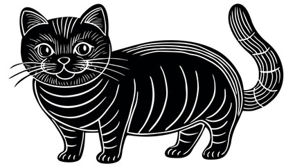 Fototapeta premium Cute cartoon cat mochi character design with playful elements and a distinctive silhouette
