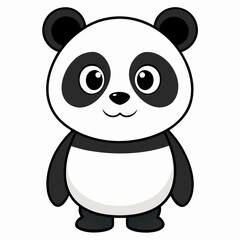 Fototapeta premium Cute Cartoon Panda Smiling with Bamboo