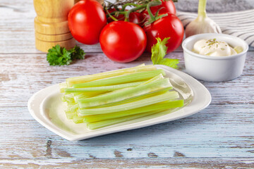 Dietary green celery stick heap