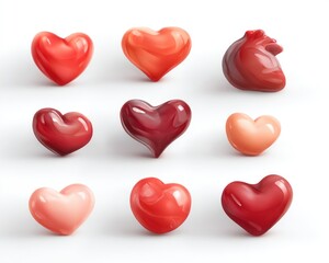 Fototapeta premium Heart shapes in various shades of red and pink