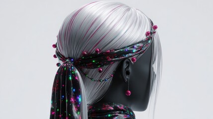 Mannequin Head with Decorated Hair