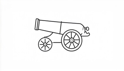Naklejka premium Simple line drawing of a cannon