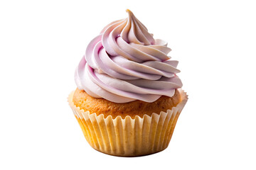 Sweet Vanilla Cupcake with Cream Topping Isolated on Transparent Background