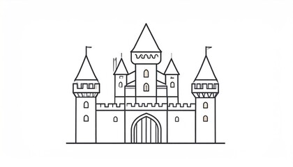 Obraz premium Simple line art castle