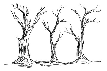 Tree vector hand drawing lineart. eps