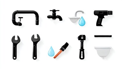 Collection of plumbing and repair tools
