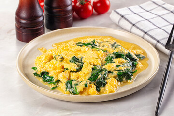 Omelette with spinach for breakfast