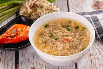 Asian soup with crab and prawn