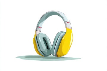 Yellow and light-blue headphones