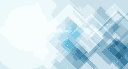 Abstract geometric overlay design with translucent squares and light effects evoking digital technology and innovation