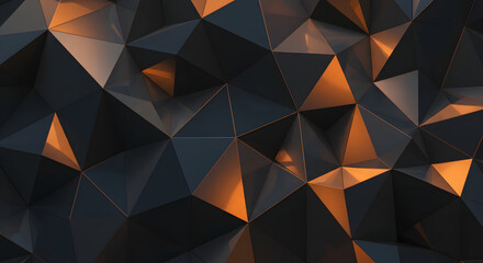 Fototapeta premium Abstract dark geometric background with orange highlights, perfect for modern corporate designs and presentations, showcasing a luxurious and sophisticated aesthetic.