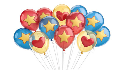 Balloons party celebration birthday decoration colorful stars hearts festive fun helium joy event happy