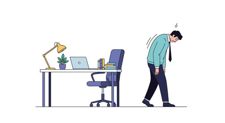 Exhausted businessman feeling drained after a long day at the office struggling with work overload and burnout symptoms