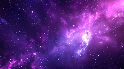 A vibrant cosmic scene showcasing swirling galaxies and stars in shades of purple and blue.