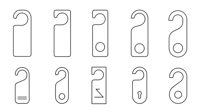 Collection of blank door hangers with outline designs for various hotel room occupancy statuses and services