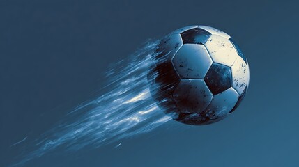 Naklejka premium active sport blue background with a football soccer ball.