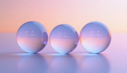 Three translucent oval shapes with soft pastel gradient lighting