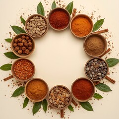 Colorful Spices and Herbs in Bowls, Perfect for Food Photography