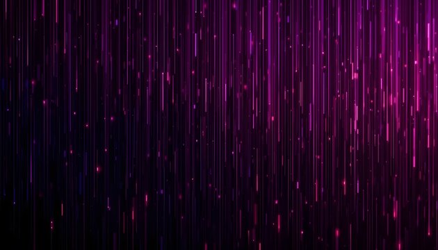 Abstract digital rain of purple and pink light streaks on dark background - Powered by Adobe