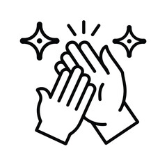Obraz premium Clapping Hands with Sparkles Outline Icon for Appreciation and Success