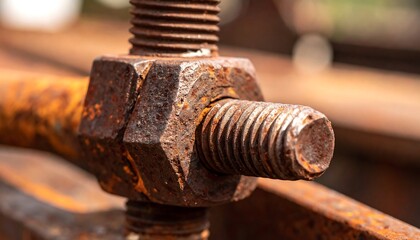Rusty bolt and nut close-up