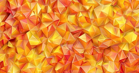 A vibrant abstract pattern of orange and yellow triangular shapes creating a dynamic texture.