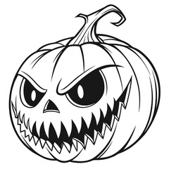 Scary Jack-o'-Lantern Face Isolated Silhouette for Halloween Design