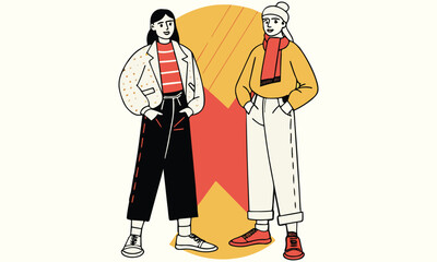 Empowered Women in Retro Streetwear – Bold Feminist Illustration in Urban Graphic Style