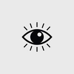 Eye icon with radiating lines black and white minimalist design