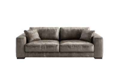 Light taupe leather sofa, simple design