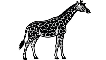 Fototapeta premium Elegant african giraffe profile silhouette design in cmyk colors with helvetica and courier fonts