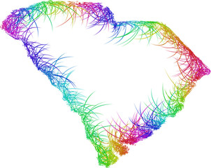 Rainbow sketch outline map of South Carolina 