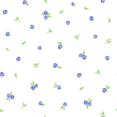 Vector illustration. Seamless pattern of small blueberries on a white background. Blackberry pattern, children's print, designer fabric, textile, wallpaper